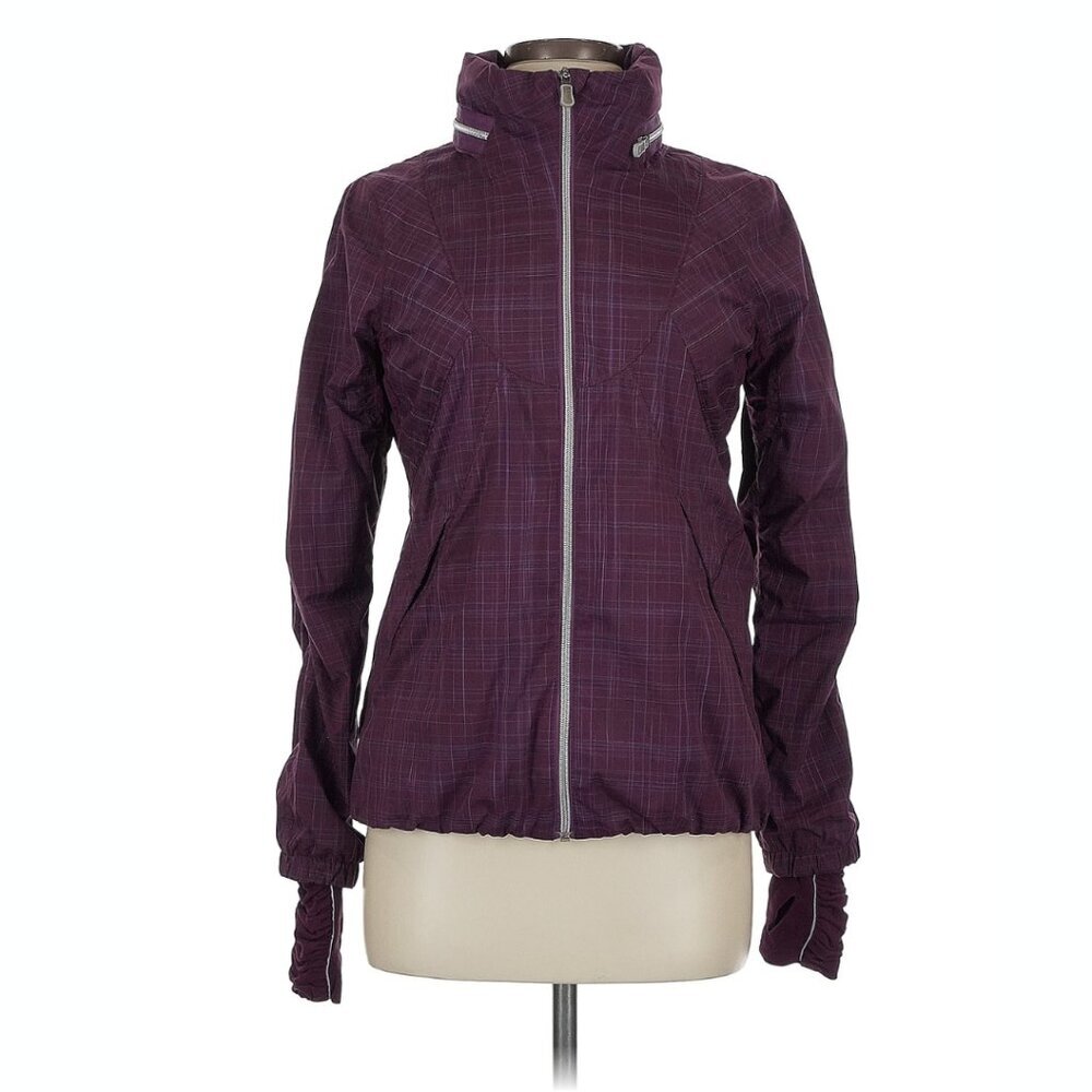 Lululemon Run Hustle Plum Purple Plaid Sz 2 Lightweight Water Resistant Jacket